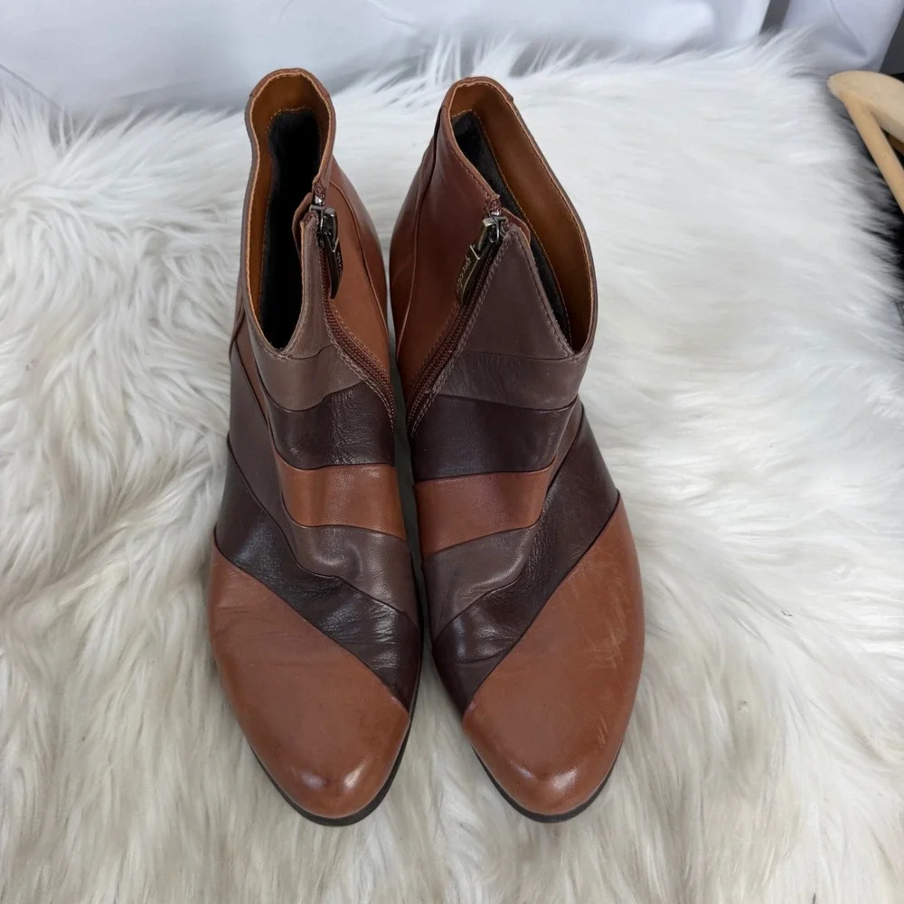 Regarde Le Ciel Women Brown Leather Patchwork Ankle Boot WB450226-83-669 Size 39